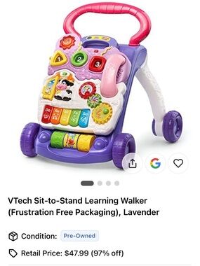 VTech Sit-to-Stand Learning Walker - Lavender & Pink